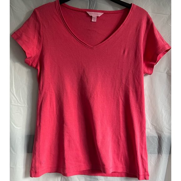LILY PULITZER  WATERMELON PINK V-NECK SHIRT SIZE S‎ - Picture 1 of 5